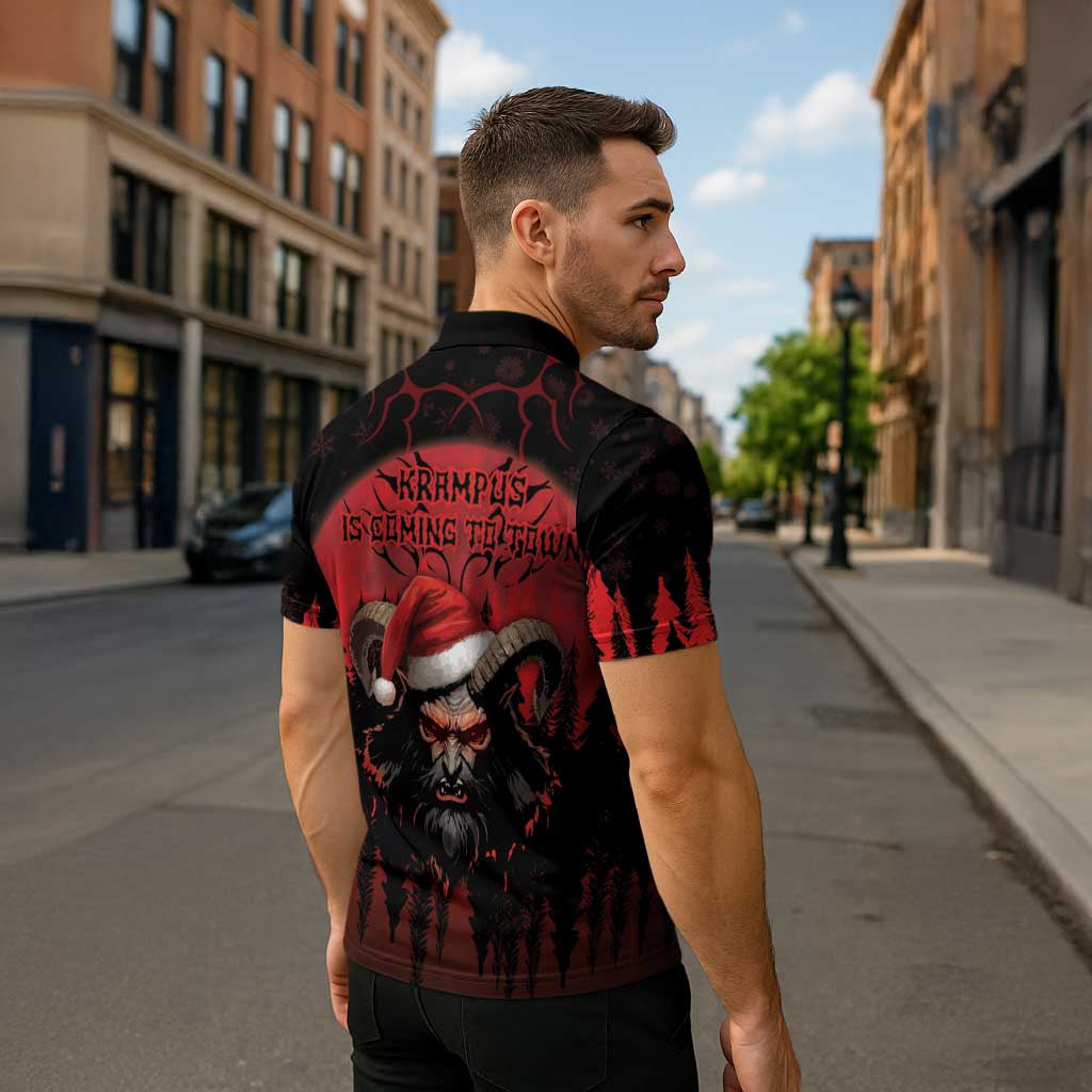 Merry Krampus Zipper Polo Shirt Dark Grunge Christmas - Wonder Print Shop