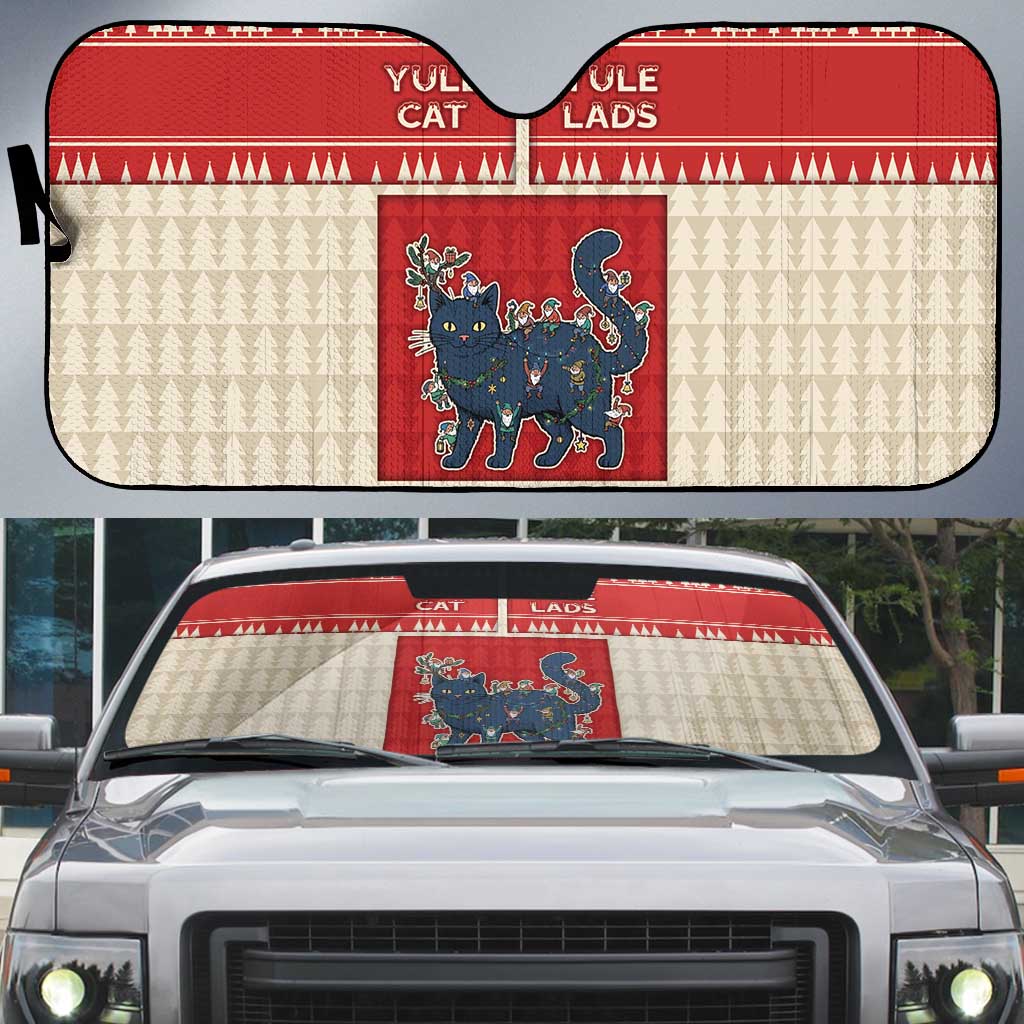 Yule Cat And Yule Lads Auto Sun Shade Cute Retro Style - Wonder Print Shop