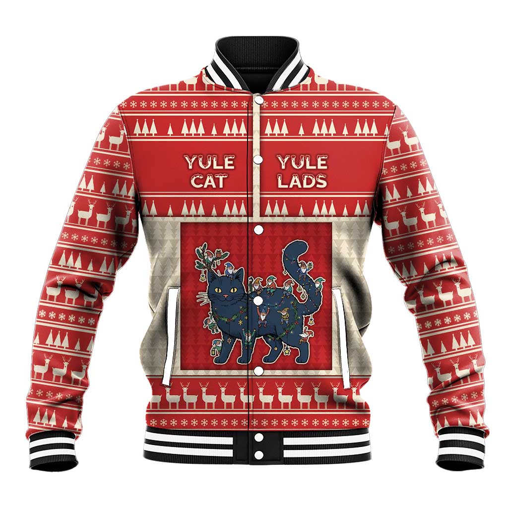 Yule Cat And Yule Lads Baseball Jacket Cute Retro Style - Wonder Print Shop