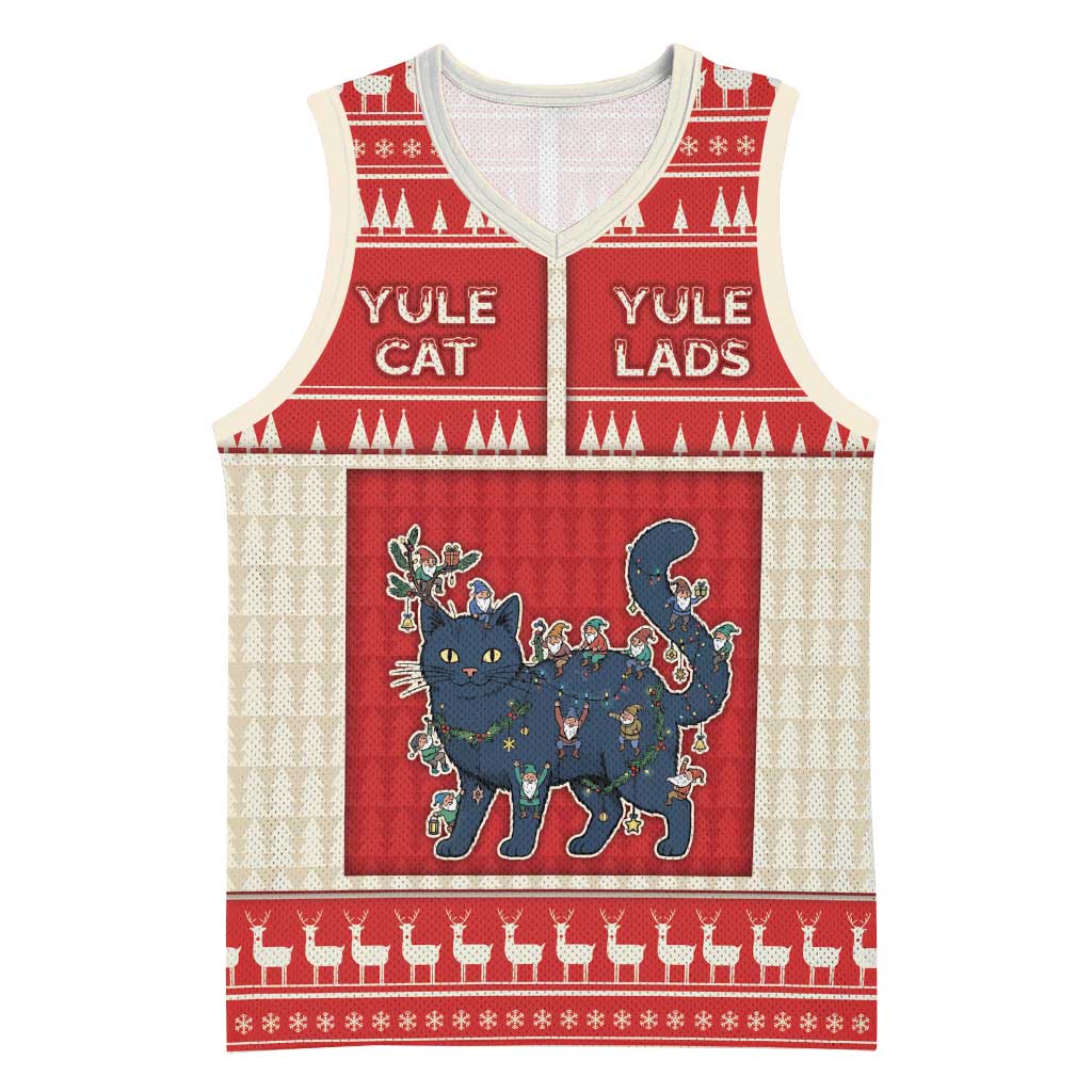 Yule Cat And Yule Lads Basketball Jersey Cute Retro Style - Wonder Print Shop