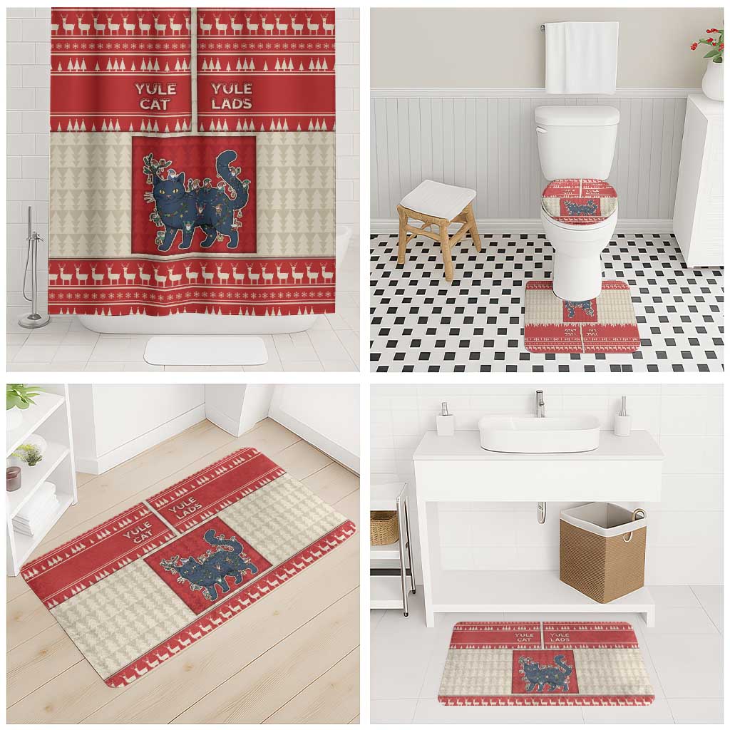 Yule Cat And Yule Lads Bathroom Set Cute Retro Style - Wonder Print Shop