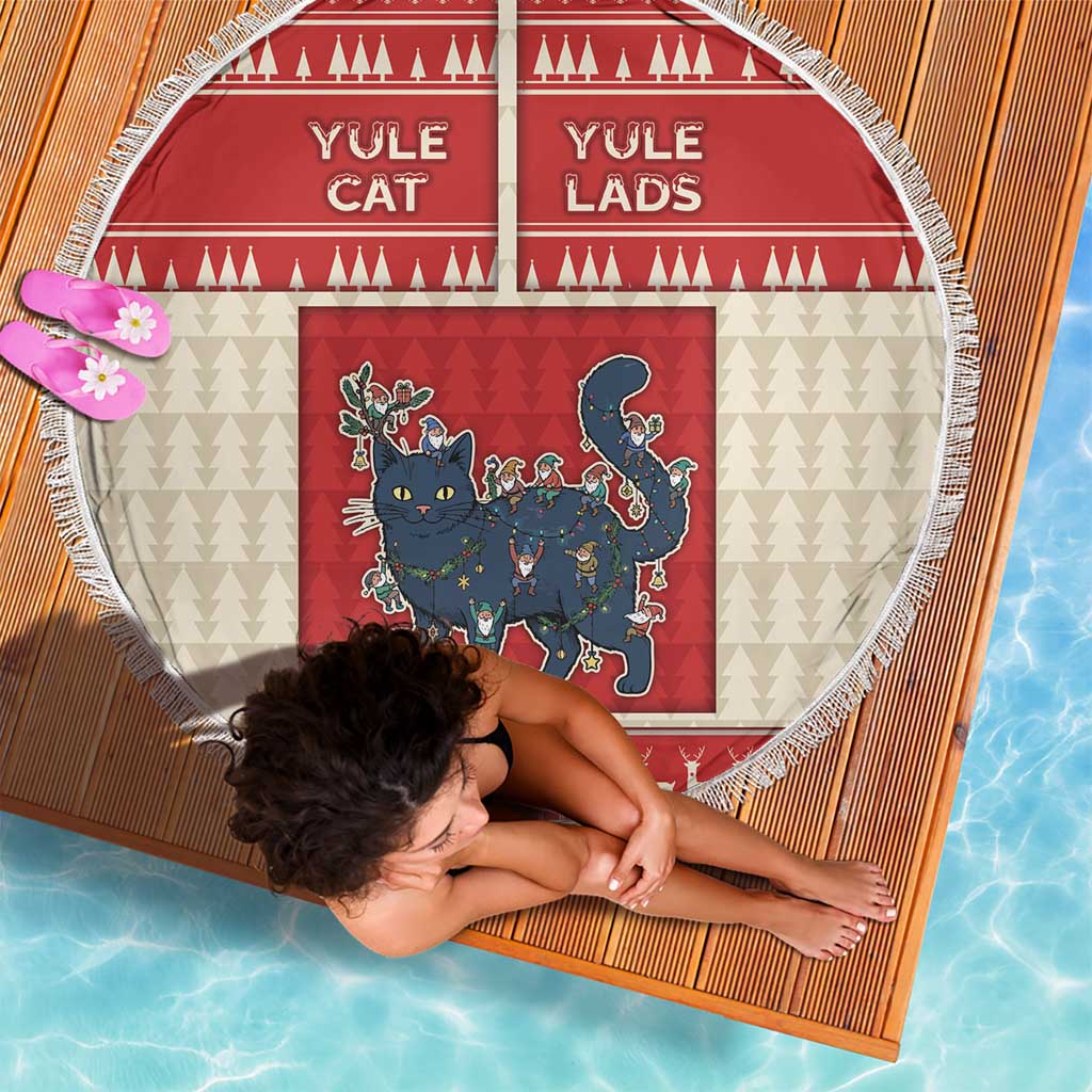 Yule Cat And Yule Lads Beach Blanket Cute Retro Style - Wonder Print Shop