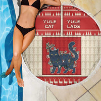 Yule Cat And Yule Lads Beach Blanket Cute Retro Style - Wonder Print Shop
