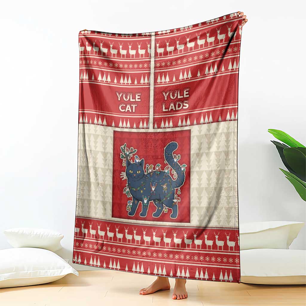 Yule Cat And Yule Lads Blanket Cute Retro Style - Wonder Print Shop