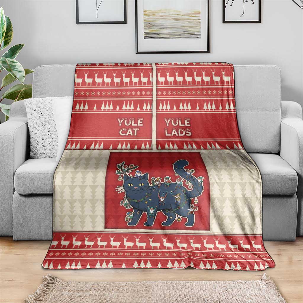 Yule Cat And Yule Lads Blanket Cute Retro Style - Wonder Print Shop