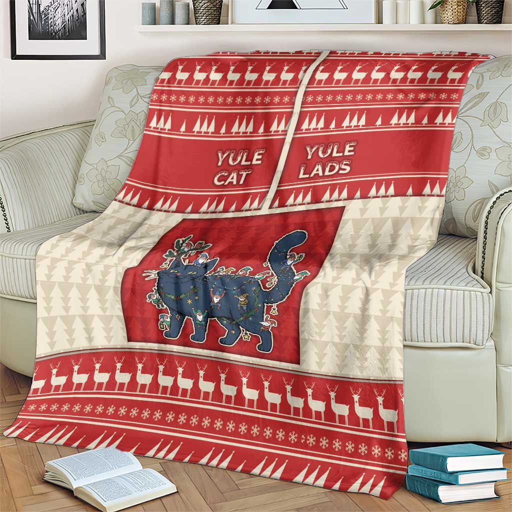 Yule Cat And Yule Lads Blanket Cute Retro Style - Wonder Print Shop