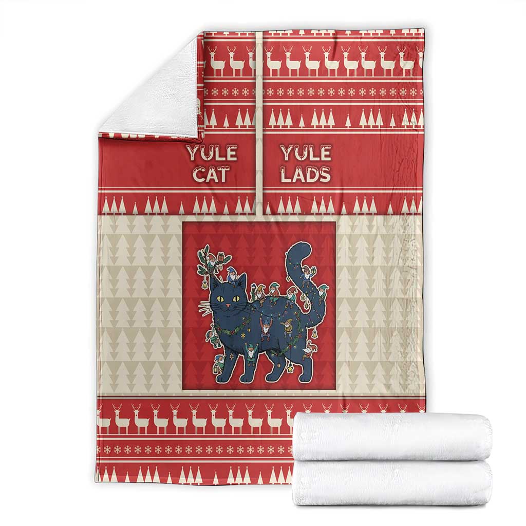 Yule Cat And Yule Lads Blanket Cute Retro Style - Wonder Print Shop