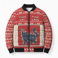 Yule Cat And Yule Lads Bomber Puffer Jacket Cute Retro Style - Wonder Print Shop
