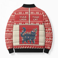 Yule Cat And Yule Lads Bomber Puffer Jacket Cute Retro Style - Wonder Print Shop