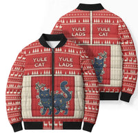 Yule Cat And Yule Lads Bomber Puffer Jacket Cute Retro Style - Wonder Print Shop