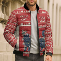Yule Cat And Yule Lads Bomber Puffer Jacket Cute Retro Style - Wonder Print Shop