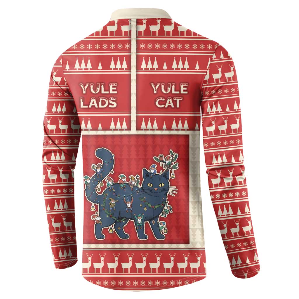 Yule Cat And Yule Lads Button Sweatshirt Cute Retro Style - Wonder Print Shop