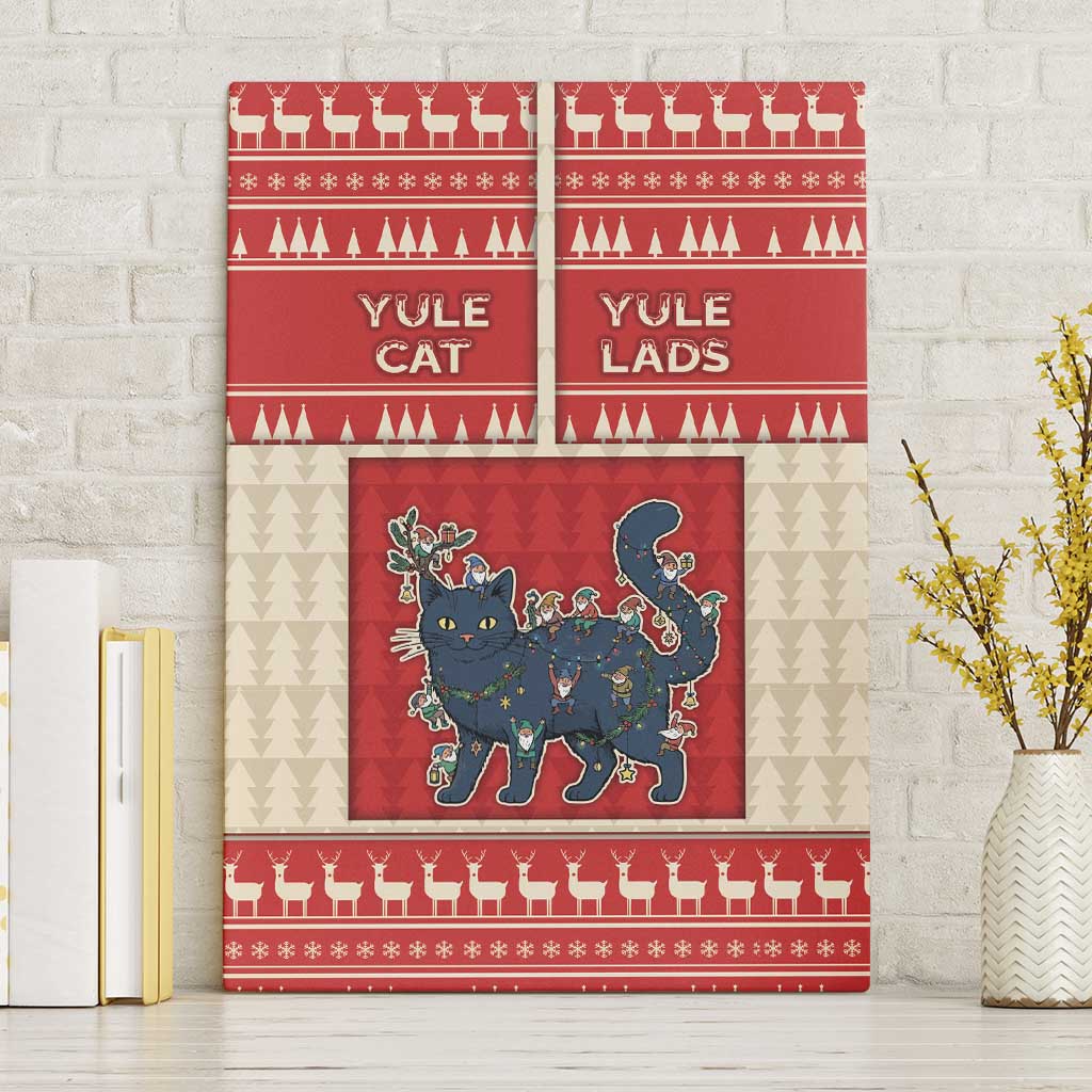 Yule Cat And Yule Lads Canvas Wall Art Cute Retro Style - Wonder Print Shop