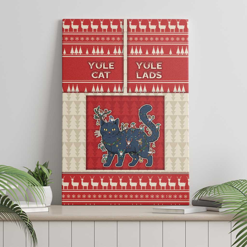 Yule Cat And Yule Lads Canvas Wall Art Cute Retro Style - Wonder Print Shop