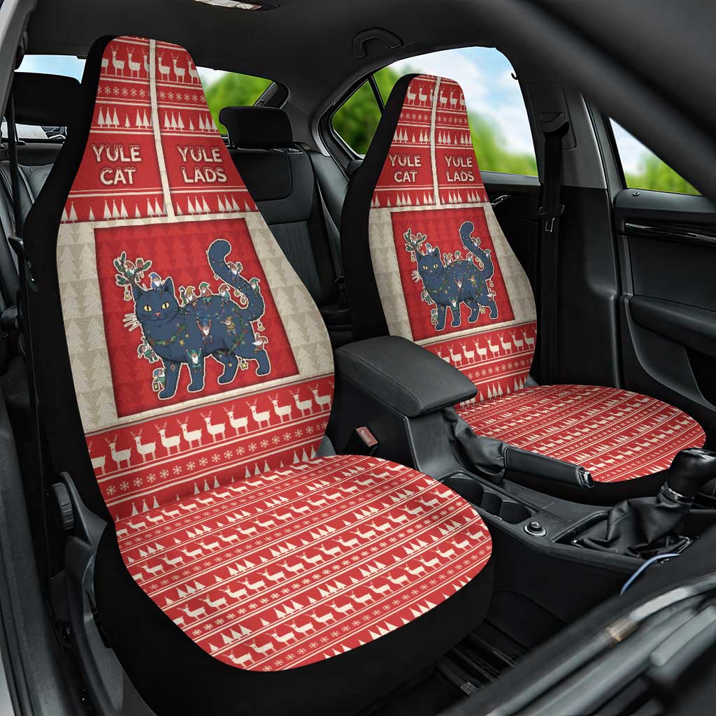 Yule Cat And Yule Lads Car Seat Cover Cute Retro Style - Wonder Print Shop