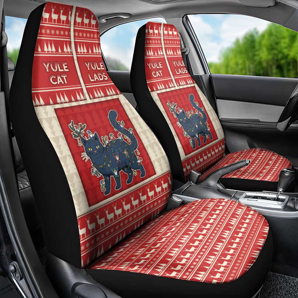 Yule Cat And Yule Lads Car Seat Cover Cute Retro Style - Wonder Print Shop