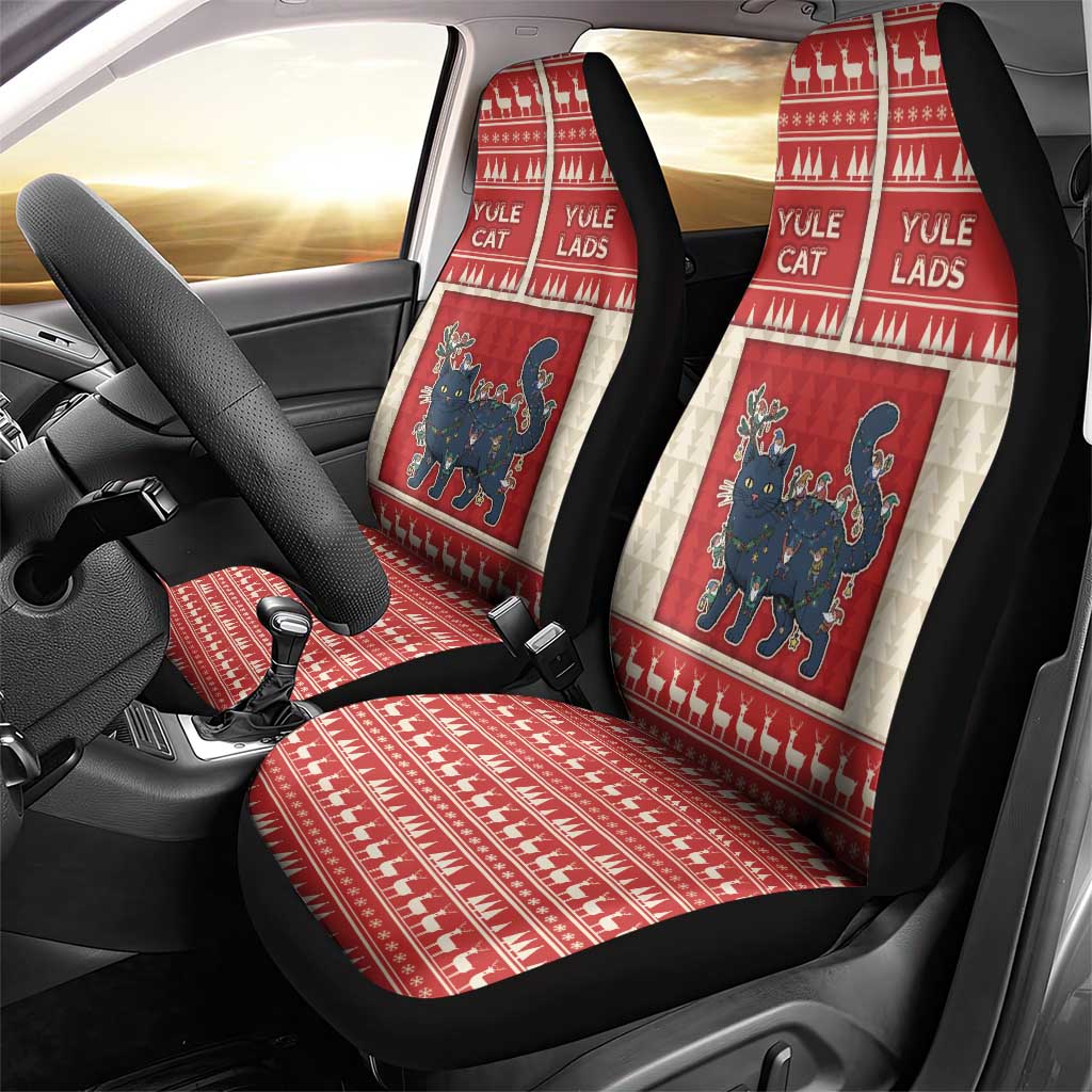 Yule Cat And Yule Lads Car Seat Cover Cute Retro Style - Wonder Print Shop