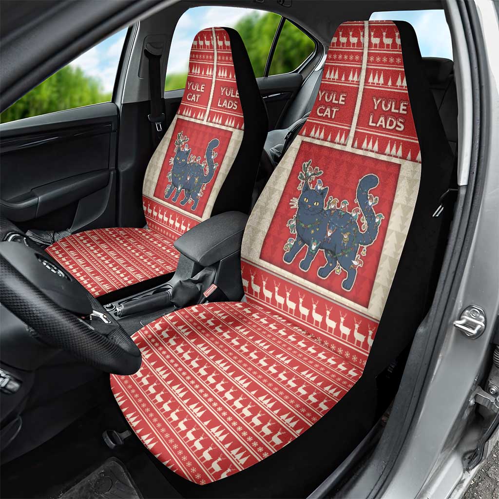 Yule Cat And Yule Lads Car Seat Cover Cute Retro Style - Wonder Print Shop