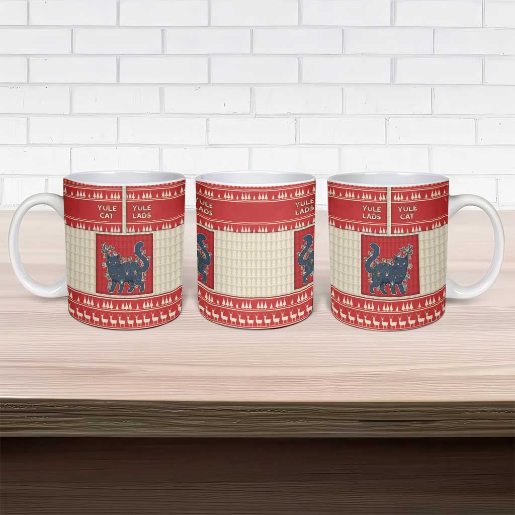 Yule Cat And Yule Lads Ceramic Mug Cute Retro Style - Wonder Print Shop