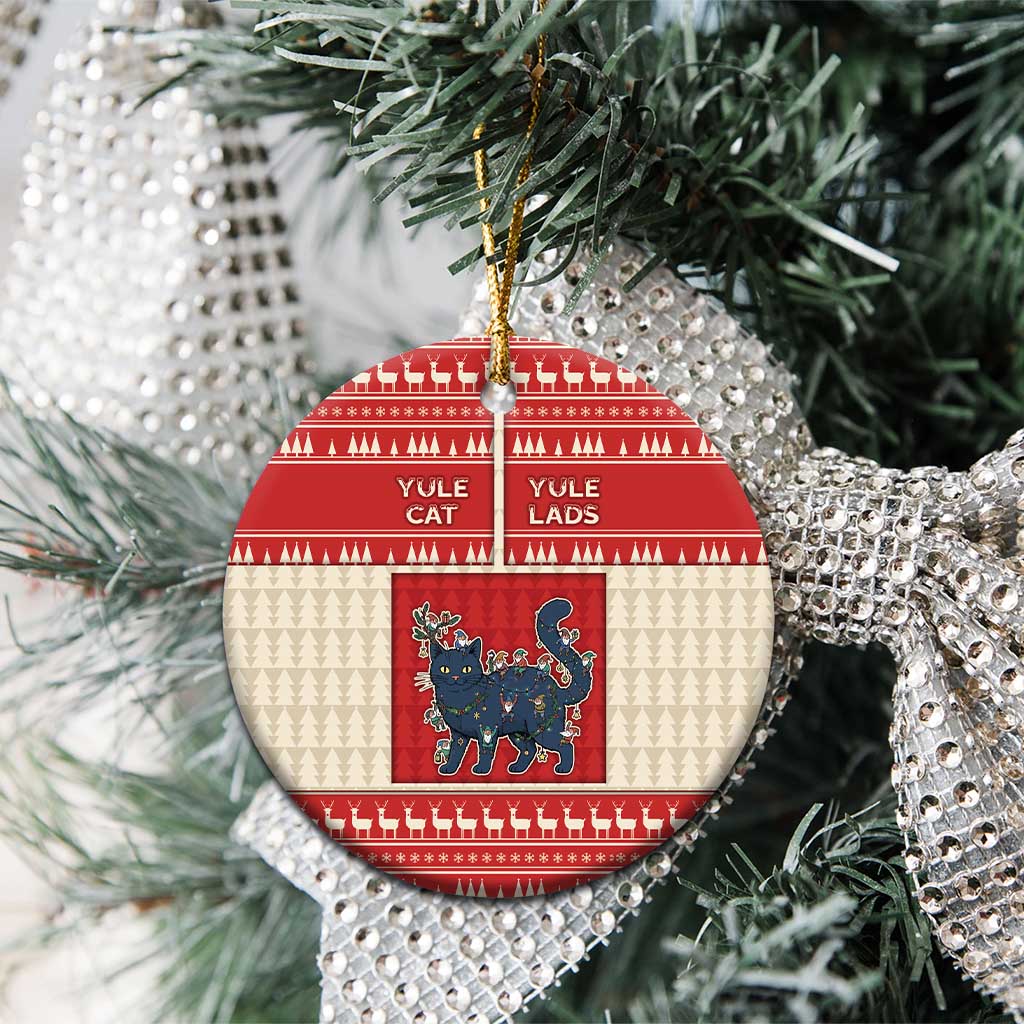 Yule Cat And Yule Lads Ceramic Ornament Cute Retro Style - Wonder Print Shop