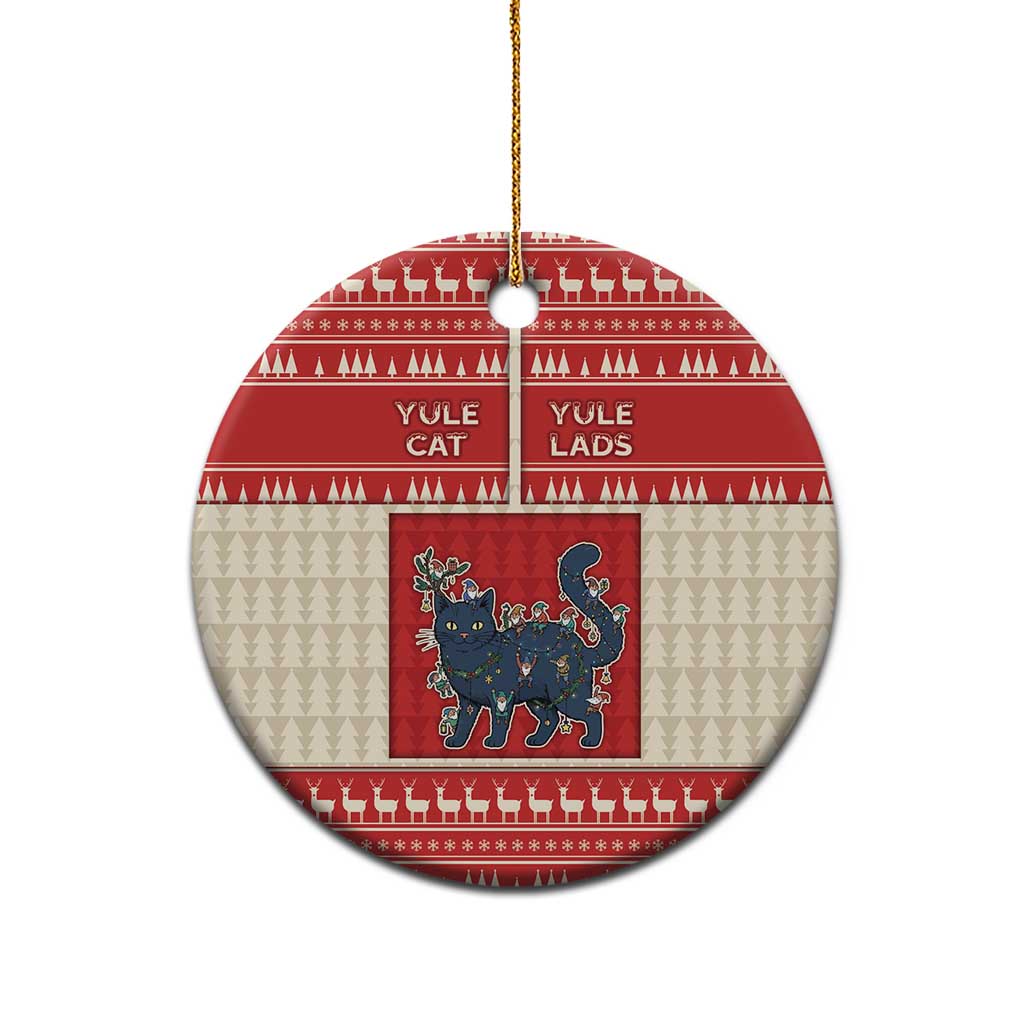 Yule Cat And Yule Lads Ceramic Ornament Cute Retro Style - Wonder Print Shop