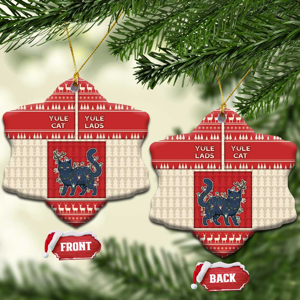 Yule Cat And Yule Lads Ceramic Ornament Cute Retro Style - Wonder Print Shop