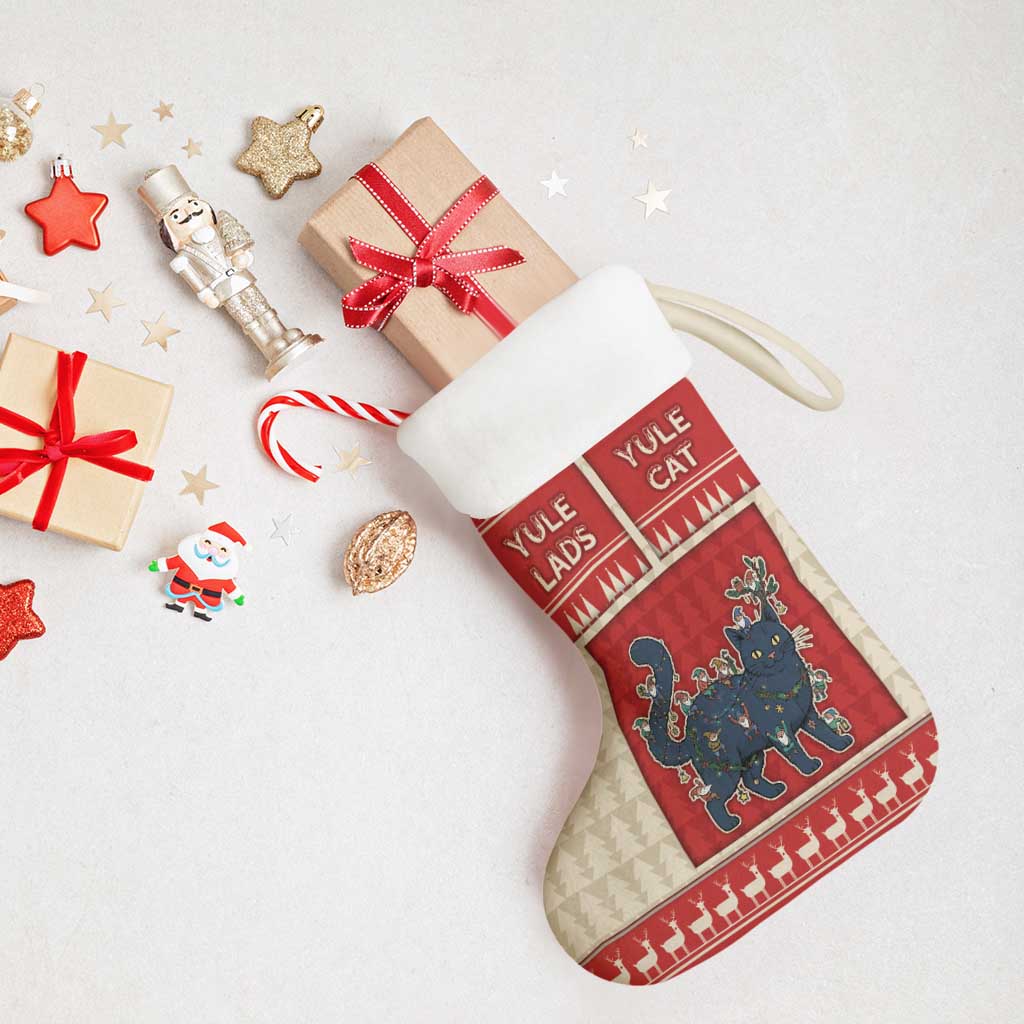 Yule Cat And Yule Lads Christmas Stocking Cute Retro Style - Wonder Print Shop
