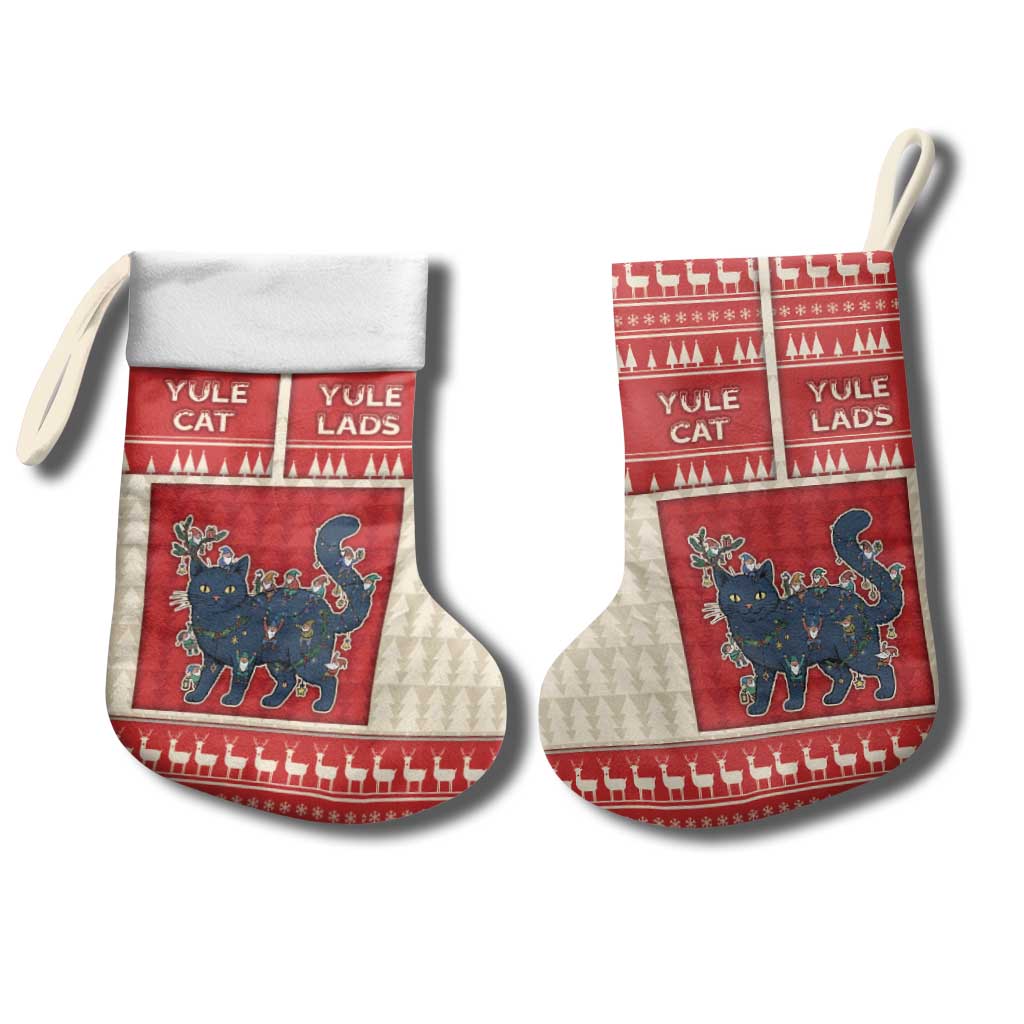 Yule Cat And Yule Lads Christmas Stocking Cute Retro Style - Wonder Print Shop