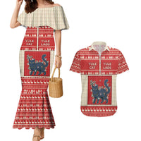 Yule Cat And Yule Lads Couples Matching Mermaid Dress and Hawaiian Shirt Cute Retro Style - Wonder Print Shop