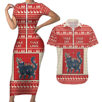 Yule Cat And Yule Lads Couples Matching Short Sleeve Bodycon Dress and Hawaiian Shirt Cute Retro Style - Wonder Print Shop