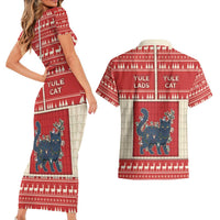 Yule Cat And Yule Lads Couples Matching Short Sleeve Bodycon Dress and Hawaiian Shirt Cute Retro Style - Wonder Print Shop