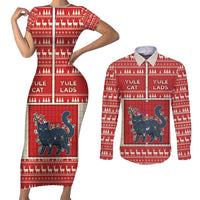 Yule Cat And Yule Lads Couples Matching Short Sleeve Bodycon Dress and Long Sleeve Button Shirt Cute Retro Style - Wonder Print Shop