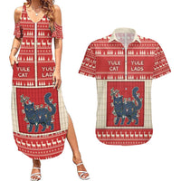 Yule Cat And Yule Lads Couples Matching Summer Maxi Dress and Hawaiian Shirt Cute Retro Style - Wonder Print Shop