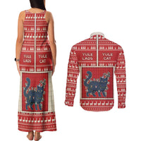 Yule Cat And Yule Lads Couples Matching Tank Maxi Dress and Long Sleeve Button Shirt Cute Retro Style - Wonder Print Shop