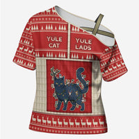 Yule Cat And Yule Lads Cross Shoulder Shirt Cute Retro Style - Wonder Print Shop