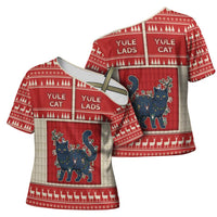 Yule Cat And Yule Lads Cross Shoulder Shirt Cute Retro Style - Wonder Print Shop