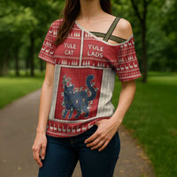 Yule Cat And Yule Lads Cross Shoulder Shirt Cute Retro Style - Wonder Print Shop