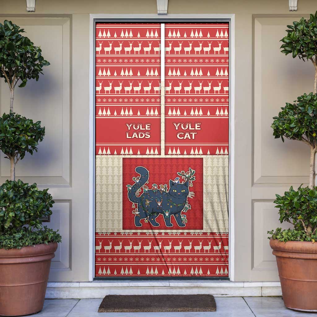 Yule Cat And Yule Lads Door Cover Cute Retro Style - Wonder Print Shop