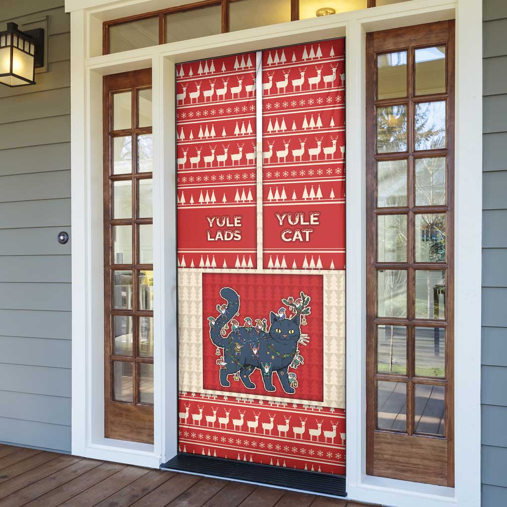 Yule Cat And Yule Lads Door Cover Cute Retro Style - Wonder Print Shop