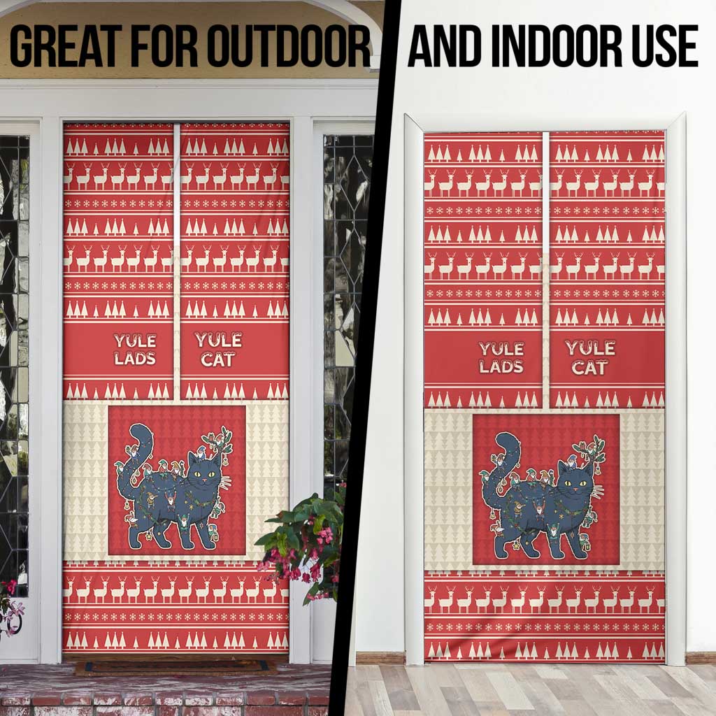 Yule Cat And Yule Lads Door Cover Cute Retro Style - Wonder Print Shop