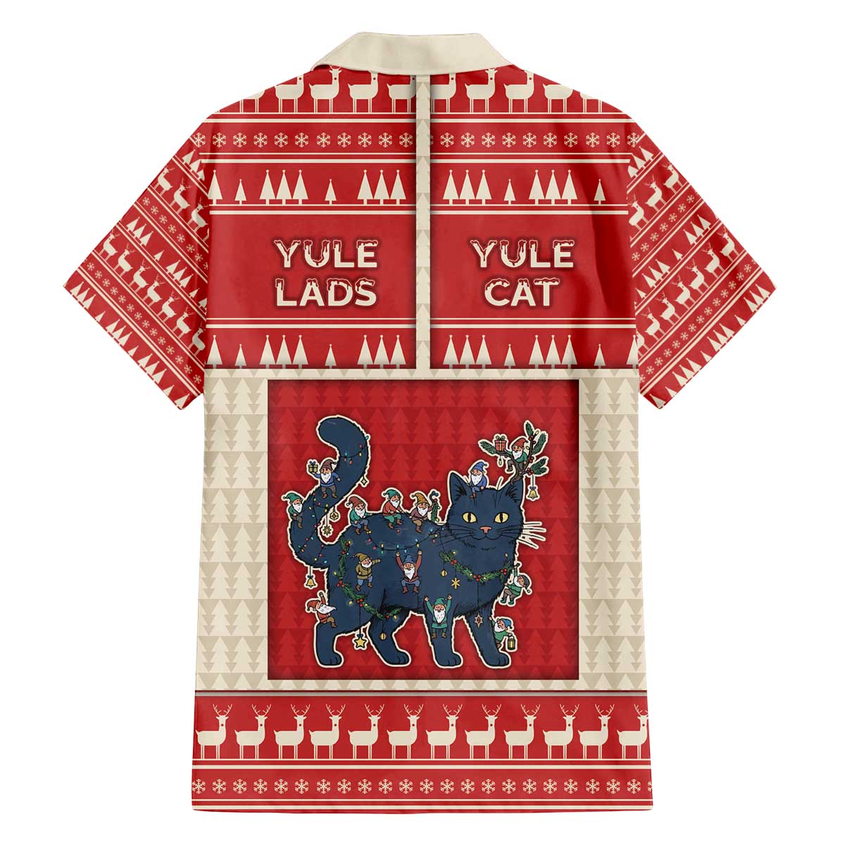 Yule Cat And Yule Lads Family Matching Off The Shoulder Long Sleeve Dress and Hawaiian Shirt Cute Retro Style - Wonder Print Shop