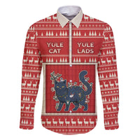 Yule Cat And Yule Lads Family Matching Off The Shoulder Long Sleeve Dress and Hawaiian Shirt Cute Retro Style - Wonder Print Shop
