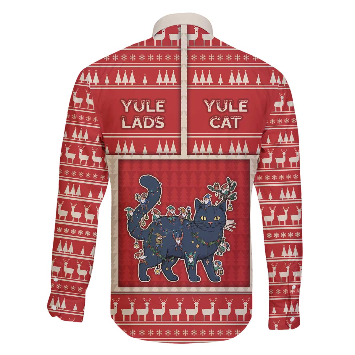Yule Cat And Yule Lads Family Matching Off The Shoulder Long Sleeve Dress and Hawaiian Shirt Cute Retro Style - Wonder Print Shop