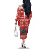 Yule Cat And Yule Lads Family Matching Off The Shoulder Long Sleeve Dress and Hawaiian Shirt Cute Retro Style - Wonder Print Shop