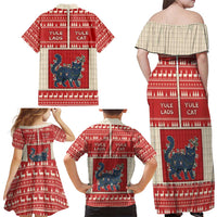 Yule Cat And Yule Lads Family Matching Off Shoulder Maxi Dress and Hawaiian Shirt Cute Retro Style - Wonder Print Shop