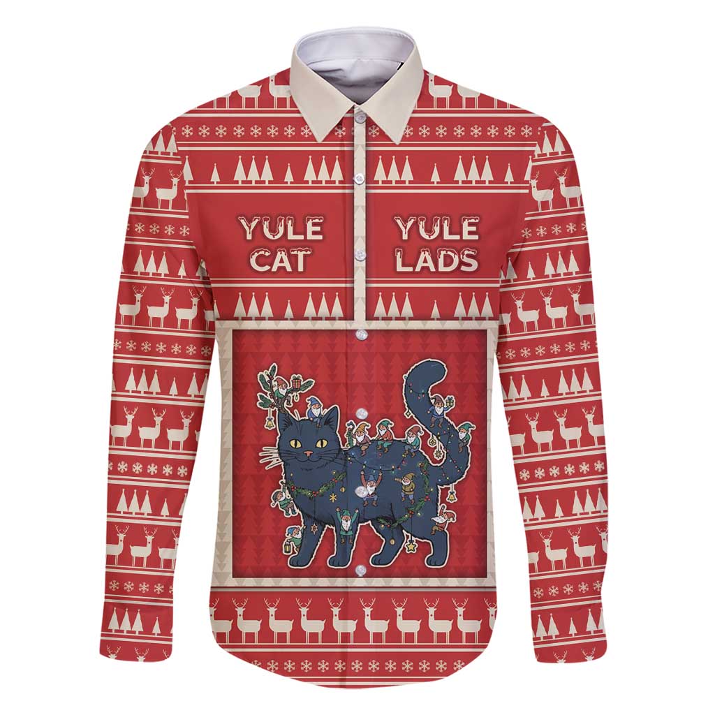 Yule Cat And Yule Lads Family Matching Off Shoulder Short Dress and Hawaiian Shirt Cute Retro Style - Wonder Print Shop