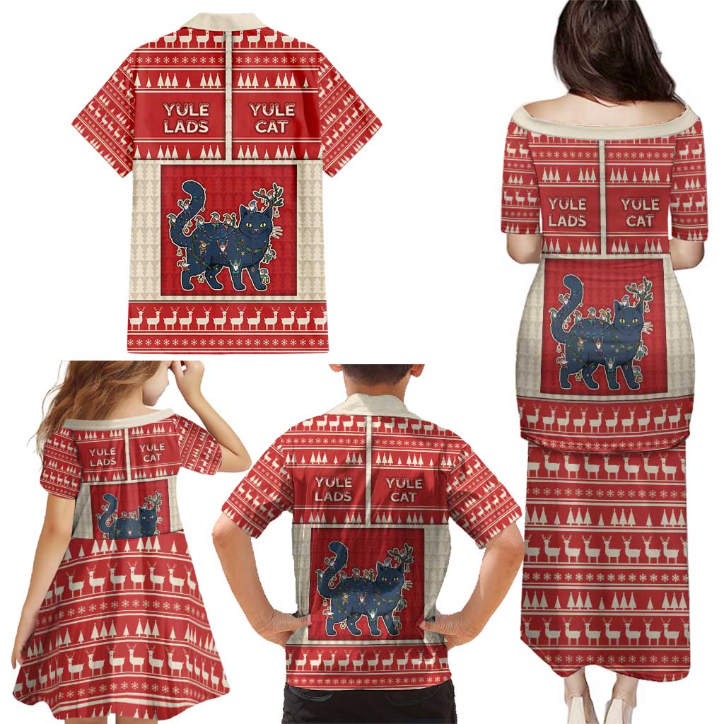 Yule Cat And Yule Lads Family Matching Puletasi and Hawaiian Shirt Cute Retro Style - Wonder Print Shop