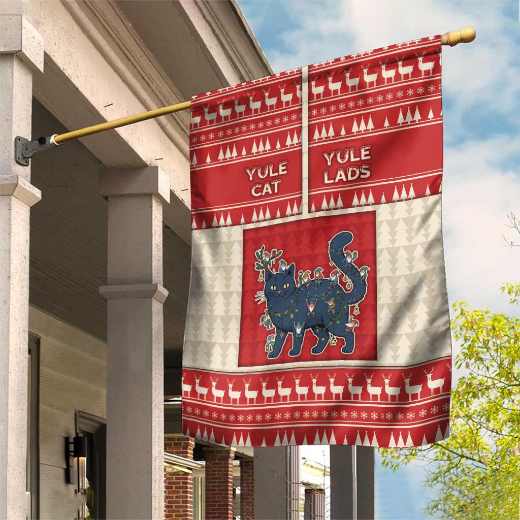 Yule Cat And Yule Lads Garden Flag Cute Retro Style - Wonder Print Shop