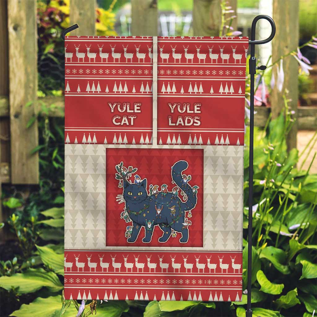 Yule Cat And Yule Lads Garden Flag Cute Retro Style - Wonder Print Shop