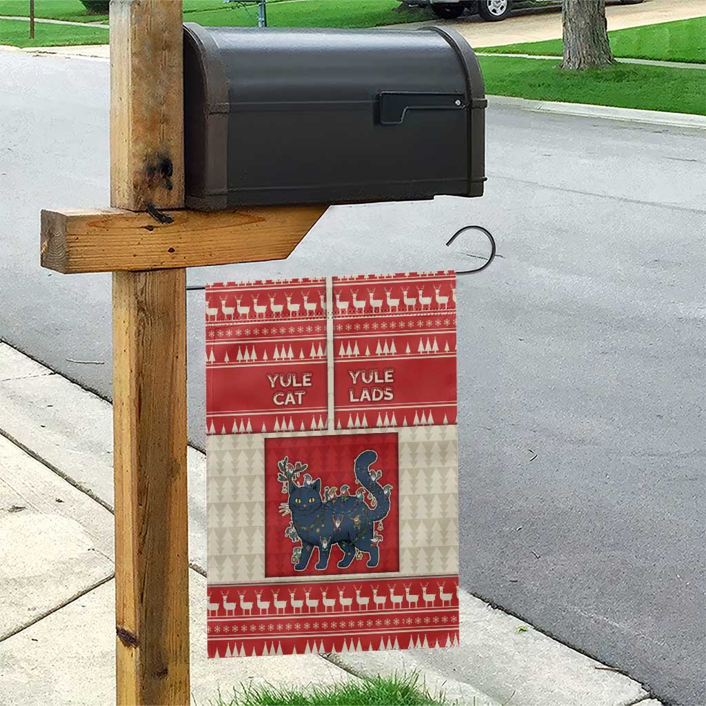 Yule Cat And Yule Lads Garden Flag Cute Retro Style - Wonder Print Shop